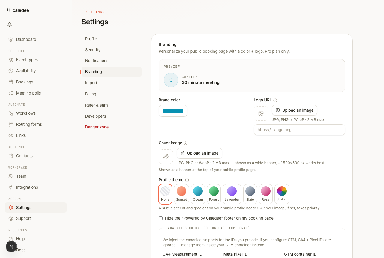 Branding your booking page