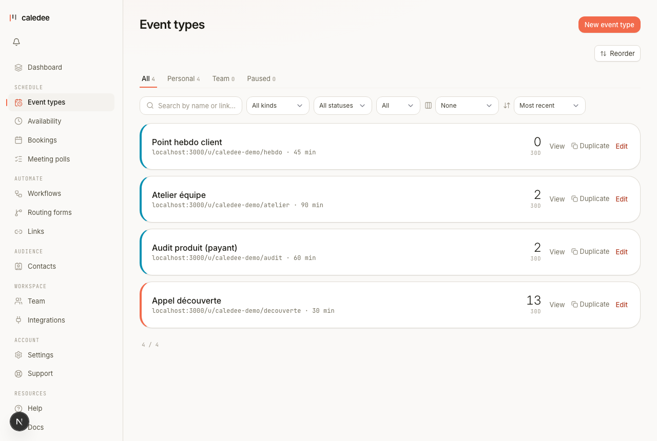 Event types: durations, buffers & questions