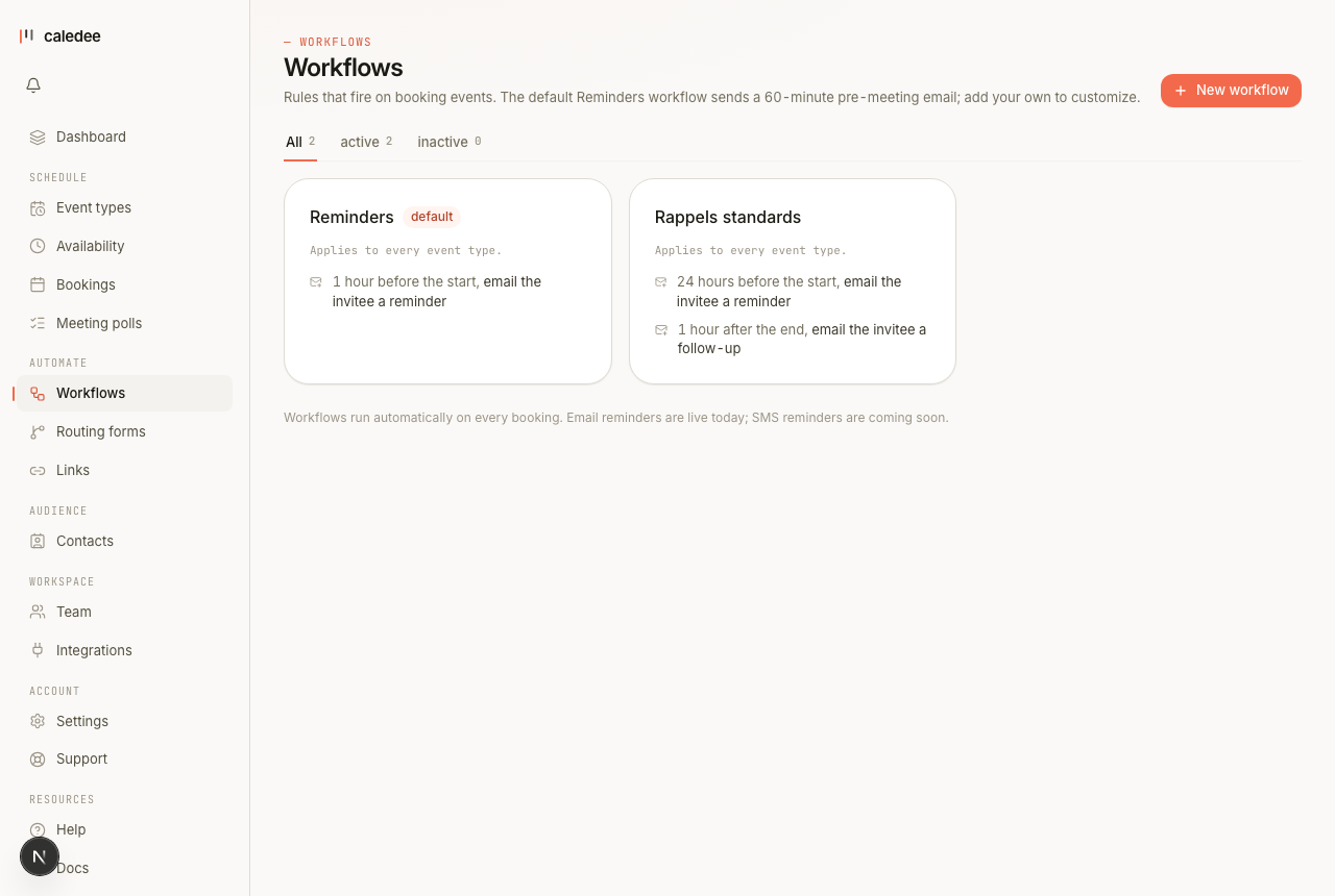 Workflows: reminders & follow-ups